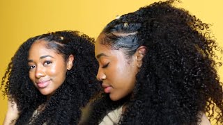 🥰Quick amp Easy Inspired Natural Hairstyles with Curly Clip Ins ft HerGivenHair [upl. by Nauwaj2]