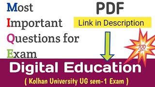 Digital Education SEC1 Most Important Questions for UG sem1 Exam Kolhan University All Students [upl. by Alexandrina]