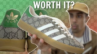 IS THIS THE BEST LUXURY SNEAKER COLLAB  Gucci Adidas Gazelle Review amp Sizing [upl. by Yerok48]