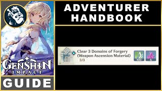 Genshin Impact Clear 3 Domains of Forgery Weapon Ascension Material  Adventure Handbook Guide [upl. by Dranyer]