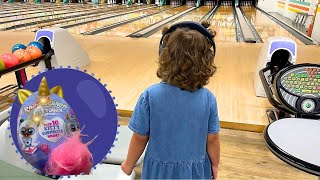 LOUD BOWLING PARTIES real Cats and new pink tailed Rainbocorn Kittycorn  Autism life for a toddler [upl. by Sverre839]