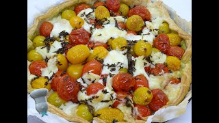 Recette de tarte aux tomates cerise pesto et mozza [upl. by Letta]