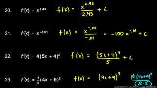 Calculus 51p4  Antiderivative Practice Problems 17  23 [upl. by Annoik488]