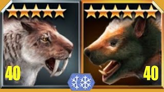 SMILODON Vs MARSUPIAL LION  Jurassic World The Game [upl. by Junieta]