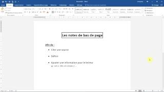 Les NOTES DE BAS DE PAGE Tuto WORD  Comment citer ses sources [upl. by Twyla]