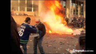 Ice Hockey fans riot in Vancouver as the Canucks lose Stanley Cup against Boston Bruins [upl. by Darlene]