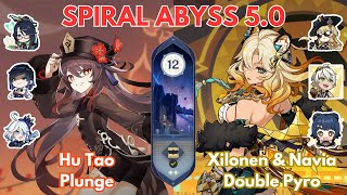 Spiral Abyss 5051  Hu Tao Plunge  Xilonen amp Navia Double Pyro  Genshin Impact [upl. by Telfore143]