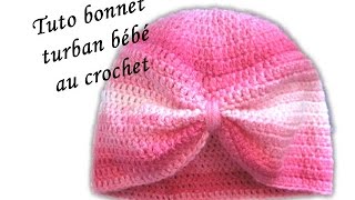 TUTO CROCHET BONNET TURBAN BEBE AU CROCHET FACILE PATTERN TURBAN BABY HAT CROCHET [upl. by Ade]