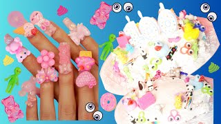 NOSTALGIC BAKE amp DECORATE ￼KAWAII JUNK CAKE with SUPER LONG KAWAII NAILS [upl. by Amund]