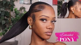 HOW TO SUPER SLEEK INVISIBLE EXTENDED PONYTAIL Fine Hair Friendly ClaireFendy [upl. by Proudfoot3]