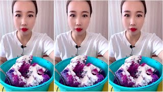 ASMR ICE EATING with COCONUT MILK POWDERY [upl. by Liba654]