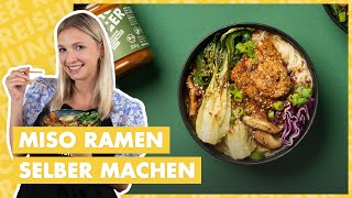 Miso Ramen selber machen  japanische Nudelsuppe 🍜 [upl. by Latia]