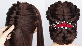 Perfect Messy Bun Hairstyle For Ladies  EASY And SIMPLE Hairstyle For Wedding Function [upl. by Vanni296]