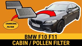 BMW F10 F11 Pollen Filter How to Replace Cabin Charcoal Filter Location BMW 530d 520d N57 N47 F01 [upl. by Terrab]