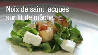 Recette des noix de saint jacques sur lit de mâche Simple et Rapide [upl. by Nordine]