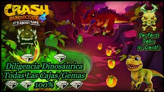 Crash Bandicoot 4  Diligencia Dinosáurica Todas Las GemasCajas 100 GuíaEspañol [upl. by Kathy]