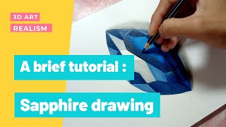 Marquise cut Sapphire  Brief tutorial  3D drawing  Sapphire drawing  how to draw a sapphire [upl. by Ellohcin]