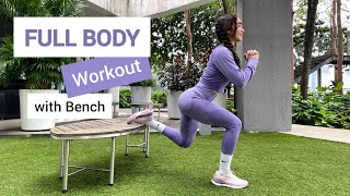 SIX MIN FULL BODY WORKOUT with Bench Only  For Beginners  fitmarym [upl. by Dranyar973]