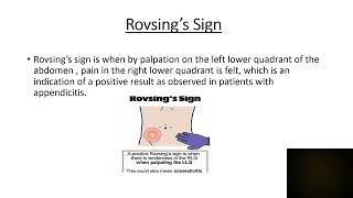 Rovsings Sign and Psoas Sign  Appendicitis [upl. by Notnel54]