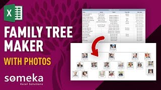 Family Tree Maker With Photos  Automatic Excel Template [upl. by Etteb806]