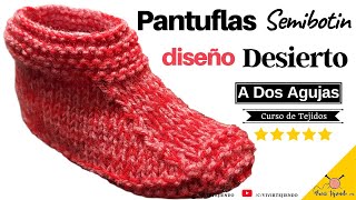 ✅ Tejidos a 2 Agujas Fáciles y Prácticos 🧦 Pantuflas Babuchas del Desierto a Dos Agujas [upl. by Mctyre]