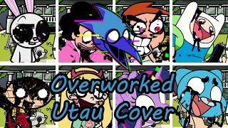 Overworked but Every Turn a Different Character SingsFNF Overworked but Everyone  UTAU Cover [upl. by Esinev]