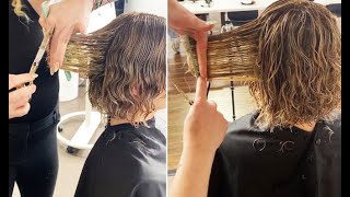 Layered Bob Haircut Tutorial for Curly Hair  Tips for cutting Curly [upl. by Neilson]