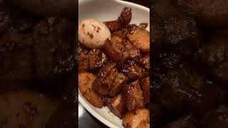 GLAZED PORK ADOBO WITH POTATOES AND BOILED EGGS adobo shorts foodie [upl. by Hecht]