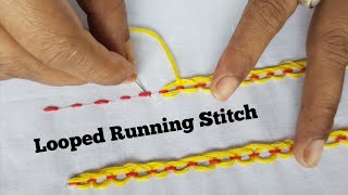 Looped Running Stitch Embroidery Design Tutorial  Embroidery for Beginners [upl. by Liew]