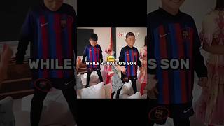 Ronaldos Son Wearing A Barcelona Jersey While Messi☠️😅 shorts viral funny trending fypシ fyp [upl. by Aneeuqal]