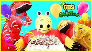 GIANT Gus the Gummy Gator celebrates 100000 Subscribers and Parties with Dinosaurs IRL [upl. by Novikoff419]