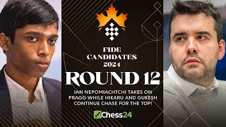 FIDE Candidates 2024 Rd 12  Ian Faces Praggs Prep Hikaru Fabiano Gukesh Caught In 3Way Battle [upl. by Otina132]