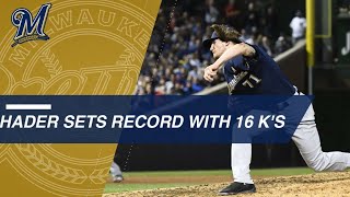 Hader sets MLB record with 16 straight strikeouts [upl. by Aindrea]