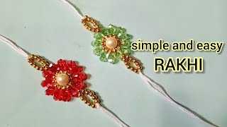 New rakhi design 2024 simple moti rakhi making ideas at home [upl. by Naitsirhc]