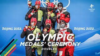 Olympic medals‘ ceremony in Doubles luge at the Beijing 2022 Winter Games [upl. by Tedder]