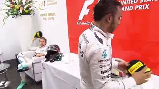 Nico Rosberg throws the 2nd position cap to Lewis Hamilton after losing 2015 World championship [upl. by Woolson]