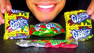 ASMR EATING GUSHERS FRUIT ROLL UPS CANDY NO TALKING MUKBANG JERRY TREATS PARTY FRUIT SNACKS [upl. by Leggat]