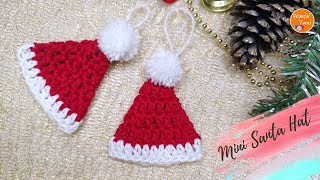 Crochet Mini Santa Hat  Christmas Ornament  Crochet Christmas Decoration [upl. by Ainslee]