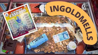 INGOLDMELLS  PRIME amp SCRATCHCARD WIN  £5 CHALLENGE  2p Coin Pusher Amusement Arcades [upl. by Aihcsrop]