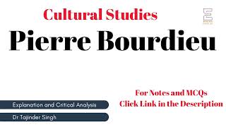 Pierre Bourdieu  UGC NET NTA English  Cultural Studies [upl. by Egdamlat]