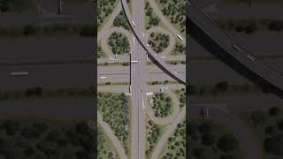 Autobahn Cloverleaf Interchange With Flyover  Cities Skylines shorts [upl. by Llenel]