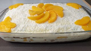 BOLO GELADO DE PÊSSEGO RECEITA FÁCIL E DELICIOSA [upl. by Ecinaej994]