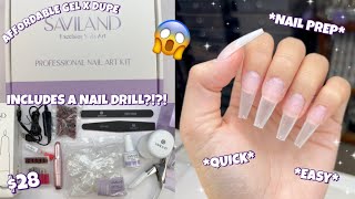 TRYING 28 SAVILAND GEL X NAIL KIT DUPE FROM AMAZON INCLUDES A NAIL DRILL  AFFORDABLE NAILS AT HOME [upl. by Okomom]