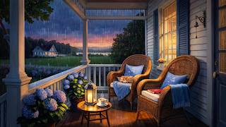 Soothing Summer Rain on the Porch with Soft Distant Thunder  Summer Rain Ambience for Relax amp Sleep [upl. by Sollars]