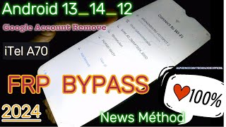 Frp Bypass Itel A70  Without PC  All Itel Android 13 Google Account  News Method [upl. by Eicyaj855]