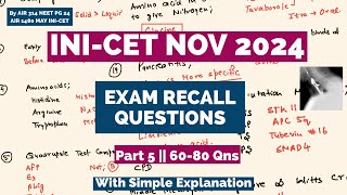 INICET RECALL NOV 2024 PART 5  Qns 60 to 80 With Simple Answers in 7 Minutes inicet [upl. by Rehpotsrik]