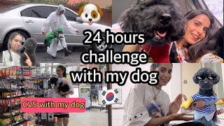 🇰🇷24 HOURS CHALLENGE WITH MY DOG ♥️🐶 he ate at CVS for the first time [upl. by Aeli111]