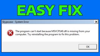 How To Fix msvcp140dll Missing Error in Windows 11  10 [upl. by Dorca]