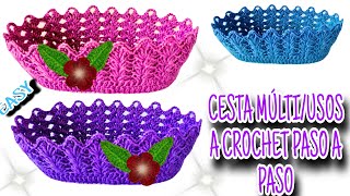 IMPRESIONANTE CestaCanasta MÚLTIUSOS a crochet FÁCILES DE VENDER 😱 [upl. by Yadseut116]