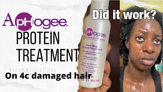 Trying Aphogee 2 step protein treatment on heat damaged 4c hair [upl. by Airliah]